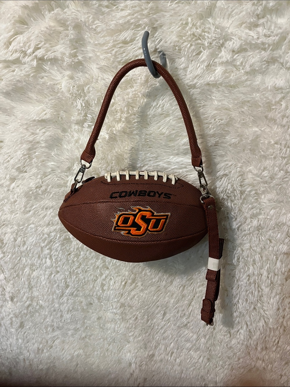 OSU Cowboys Brown Football-Shaped Crossbody Bag